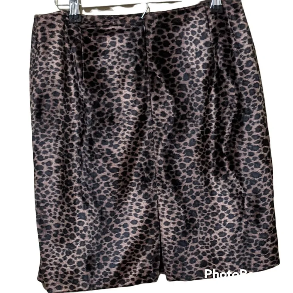 Vintage Alex Garfield leopard print skirt faux fur velveteen Boho punk s…